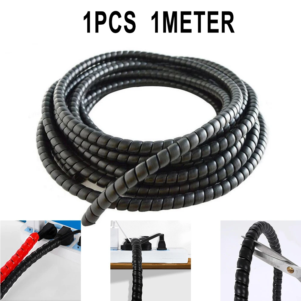 

1 Meter Black Air Conditioning Pipe Cover Hydraulic Hose Guard Cable Protection Spiral Wrap ID 8-12mm Equipment Accessories