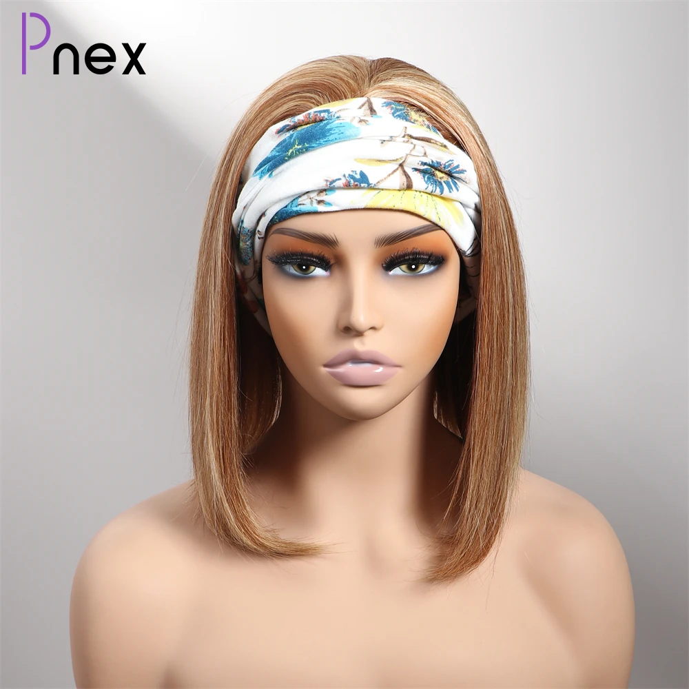 

Афрокс Омбре, прямые искусственные человеческие волосы, выделитель, короткие прямые парики с головной повязкой для черных женщин, парики машинной работы