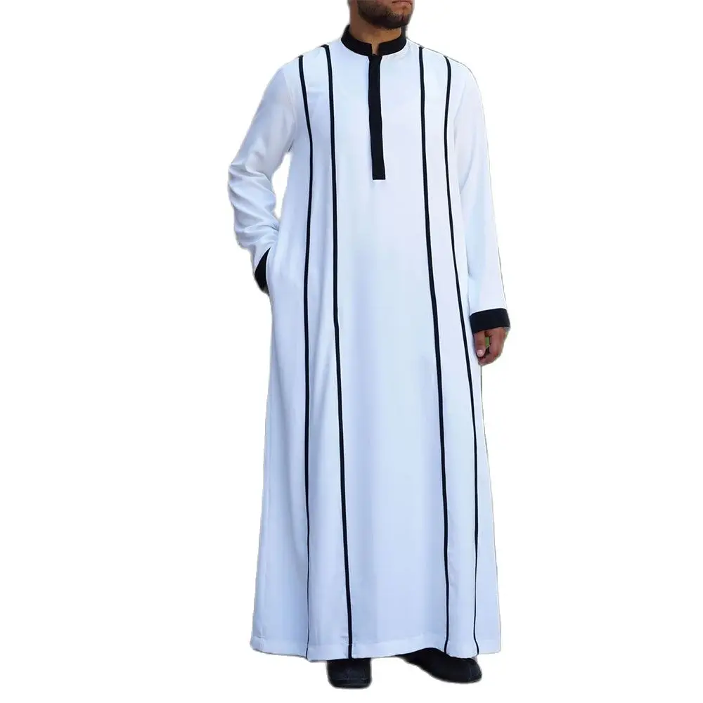 Islamic Men Clothing Middle East Arab Caftan White Button Jubba Thobe Muslim Men Clothing Loose Fashion Muslim Robe(M-4XL)