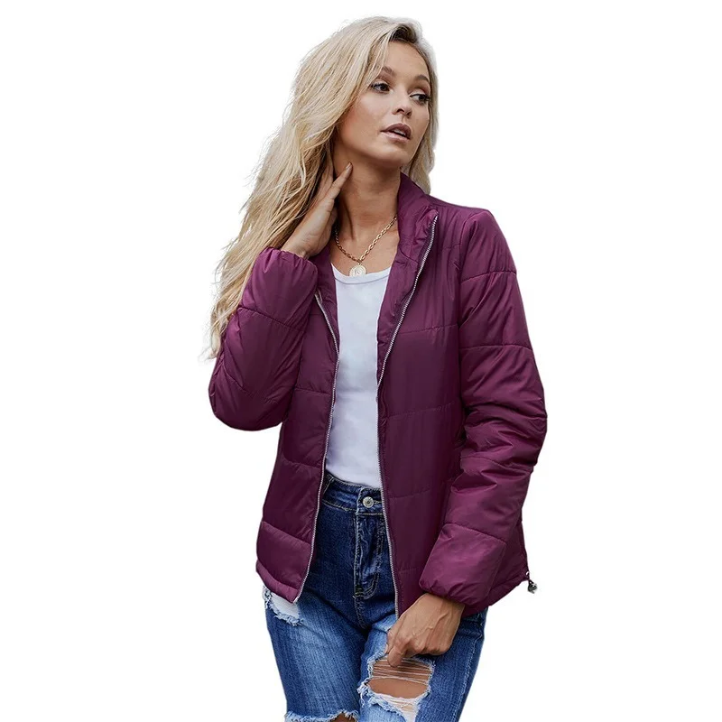 Simple Solid Colors Casual Commute Warm Coats Women O-Neck Wear on Both Sides Zipper Parkas Autumn Winter Loose Leisure Jackets