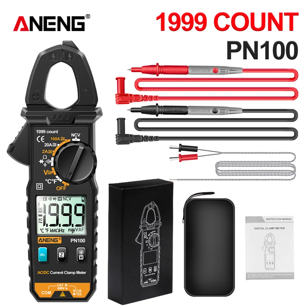 

ANENG PN100 Digital Multimeter Portable Auto Range 1999 Counts LCD Display DC AC Voltage Capacitance Temp Meter Electrical Teste