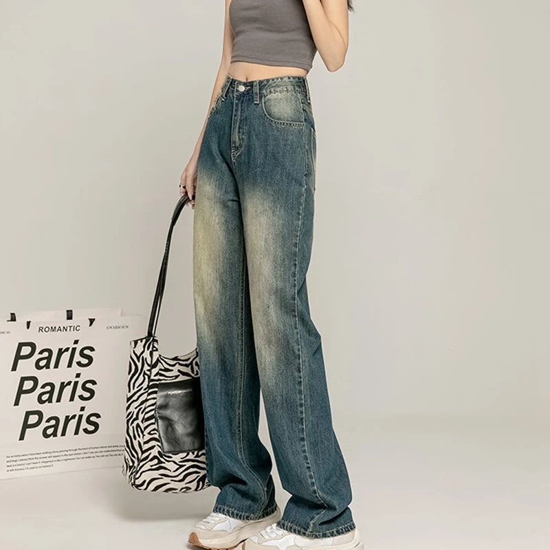 Baggy Jeans Women Jean Y2K Vintage Denim Pants Trousers Women Grunge Streetwear Cute Boyfriend High Waist Wide Leg Jeans Bananas