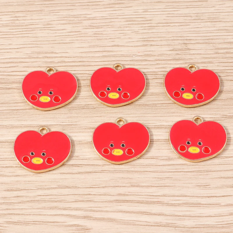 

10pcs 19x17mm Cartoon Enamel Love Heart Charms Pendants for Making DIY Drop Earrings Necklaces Handmade Bracelets Craft Supplies