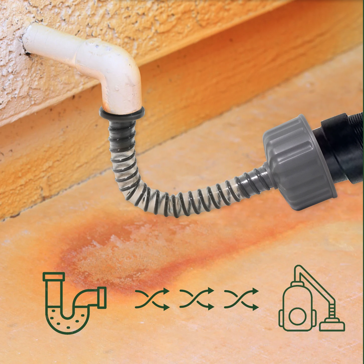 Инструмент для очистки сливных линий кондиционера в насадке влажного пылесоса и