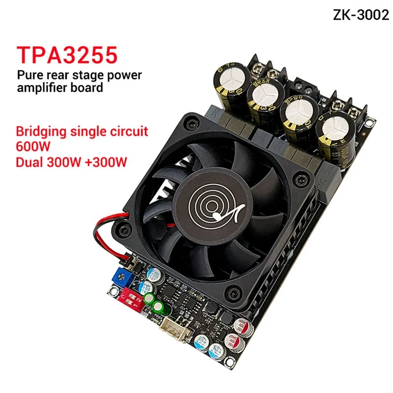 

ZK-3002 TPA3255 Pure Rear Level Digital Amplifier Board Stereo 300W X2 Bridged Mono 600W AMP Music Easy Install