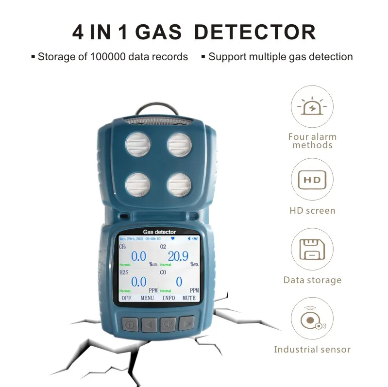 Best Selling Handheld 4 in 1 Gas Monitor Portable Combustible Multi Gas Detector enlarge