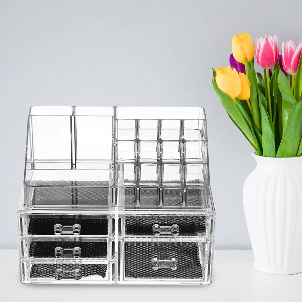 

Прозрачная акриловая коробка, косметика, макияж, ювелирные изделия, дисплей, чехол, органайзер с 5 ящиками