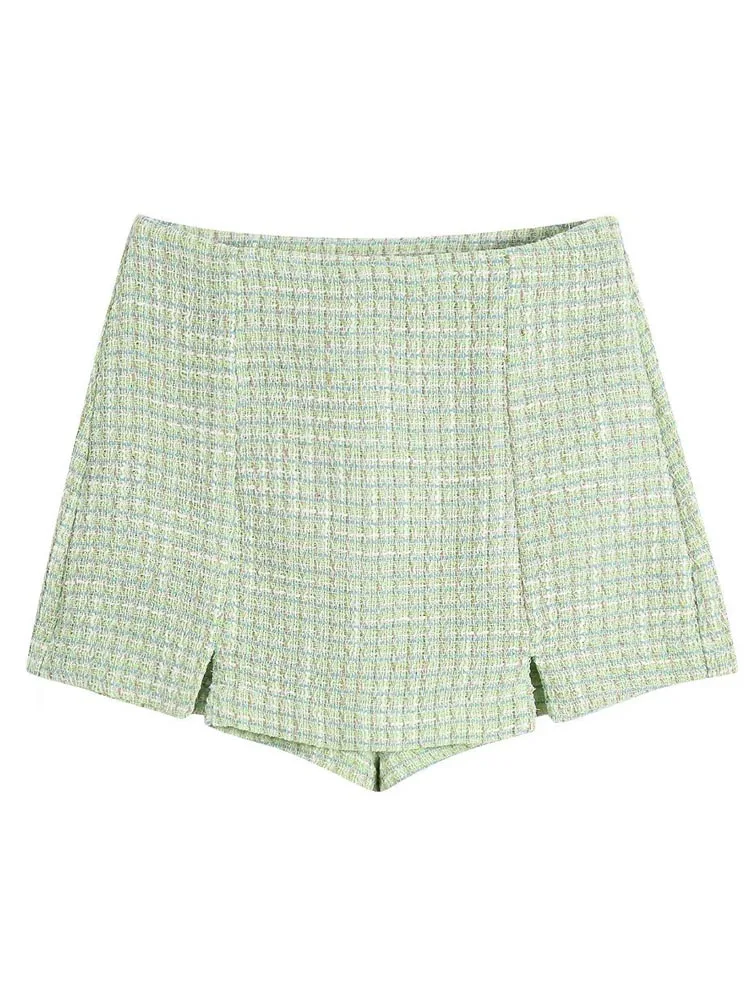

2022 Summer Women Causal Shorts Skirts Fashion Plaid Veins Zipper Female Sweet Street Shorts Clothing