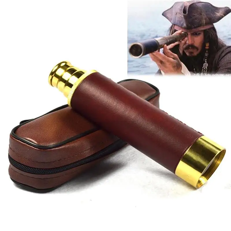 

NEW Telescope Brass Pirate Monocular 25x30 Collapsible Vintage Monocular for View Watching Games Travel Hiking Hunting