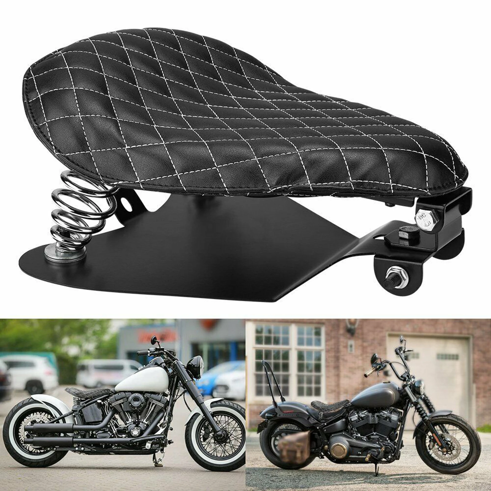 For Sportster 883 Motorcycle Solo Seat Spring For Dyna For Bobber Chopper Spring Bracket Leather Steel Springs Black
