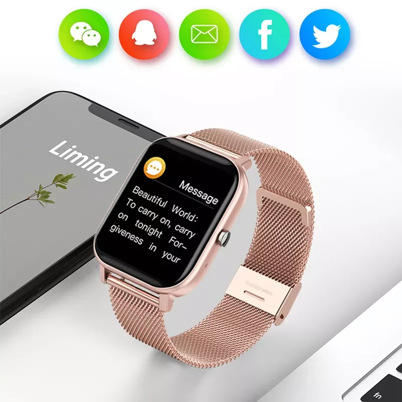 

New Fashion Full Touch Dial Call Fitness Tracker IP67 Waterproof Smartwatch Woman+Box New Bluetooth Answer Call Smart Watch Wom