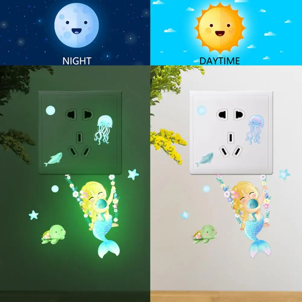 

Cartoon Decal Fashion Clear Printing Detachable Living Room Supply Switch Sticker Luminous Sticker