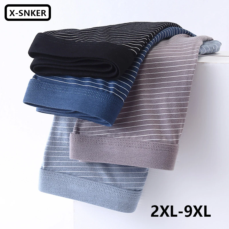 4PCS/lot 7XL 8XL 9XL Plus Size Men Underwear Male boxer Panties Shorts Men's Cotton Striped Underpants Man boxers Large Size