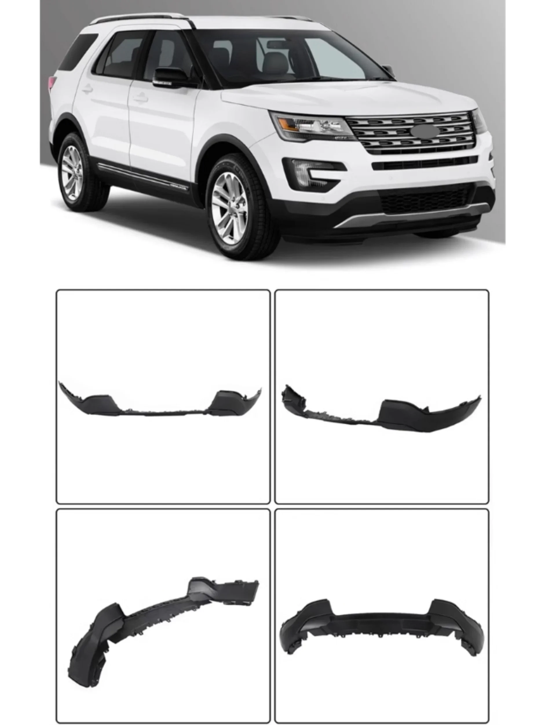 Фото Комплект обвесов для Ford Explorer 2015-2017: верхняя и нижняя части, передний бампер, передний сплиттер, защитная накладка, противотуманная фара, передний спойлер, автомобильные аксессуары №3