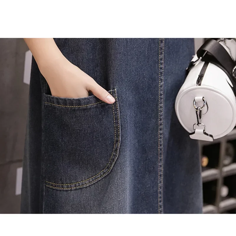 Летнее женское длинное джинсовое платье сарафан модные Свободные Комбинезоны с