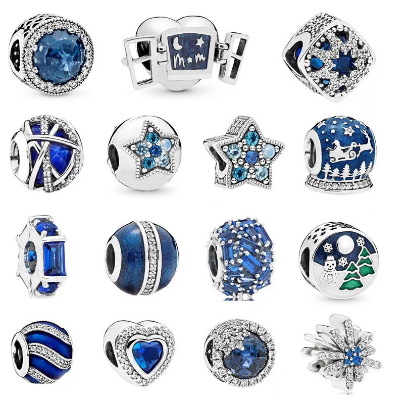 

Бусины из сплава, голубая серия, звезда, луна, снег, браслет из бисера, может быть использован в строительстве