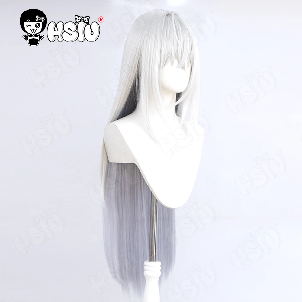 Парик для косплея Shirasu Azusa HSIU 90 см серебристо-серый синий градиент длинные волосы