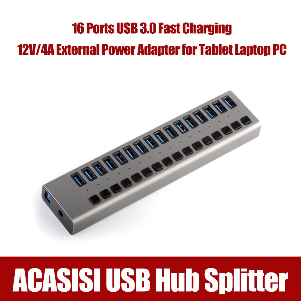 

Разветвитель внешнего питания ACASISI, 16 портов, USB 3,0, 12 В/4 а