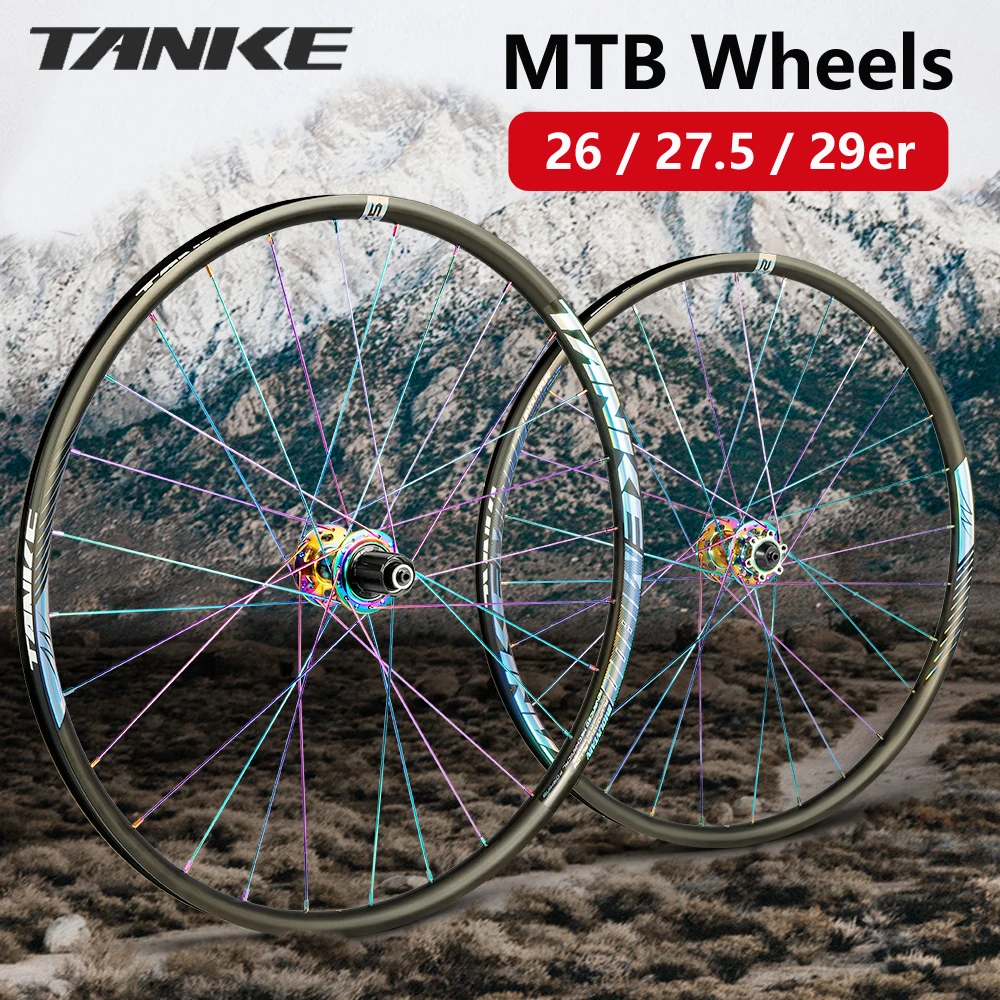 TANKE MTB Bicycle Wheels 26 27.5 29er Wheelset Rim Mountain Bike Wheels Spoke Quick Release HG 28 Holes Hubs 135 142 Disc Brakes