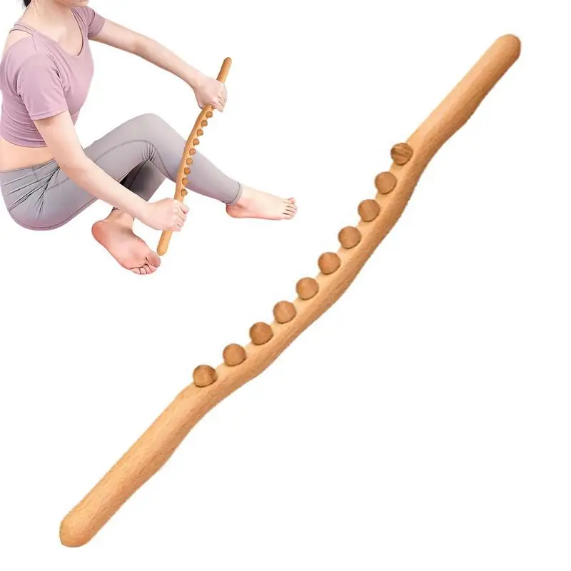 

Massage Roller Stick Trigger Point Massager Tool 10 Bead Wood Scraping Massage Stick Multifunctional Manual Scraping Massage