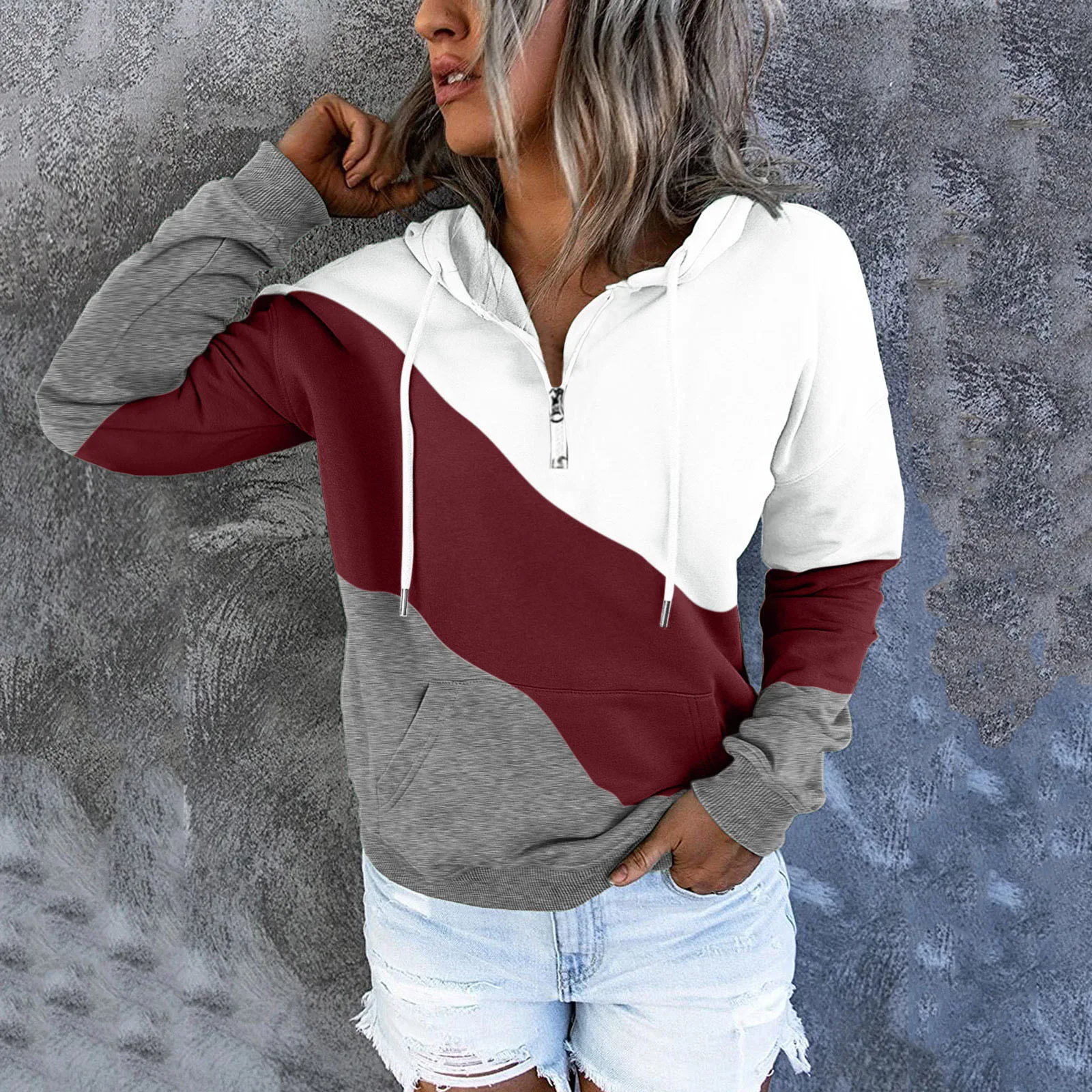 

Pullover Button Hoodies Hooded V Down Long Sleeve Pocket For Lightweight Hoodies Women Pullover Winter Long Sweaters Women