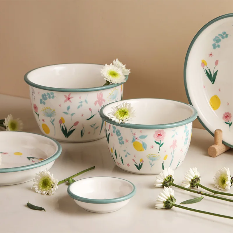 

Cute Personality Bowls and Dishes Japanese-style Creative Ceramic Rice Bowls Household Microwave Ovens Tableware Salad Bowl