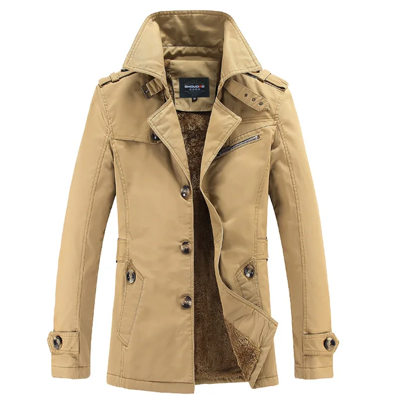 S Slim Fit Warm Trench Coats Business Casual Jackets High Qu