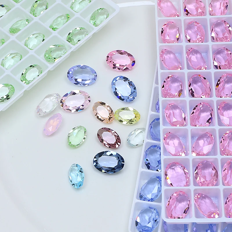 Овальный форма прозрачный к9 хрустальные блестки хрустальный камень точку назад