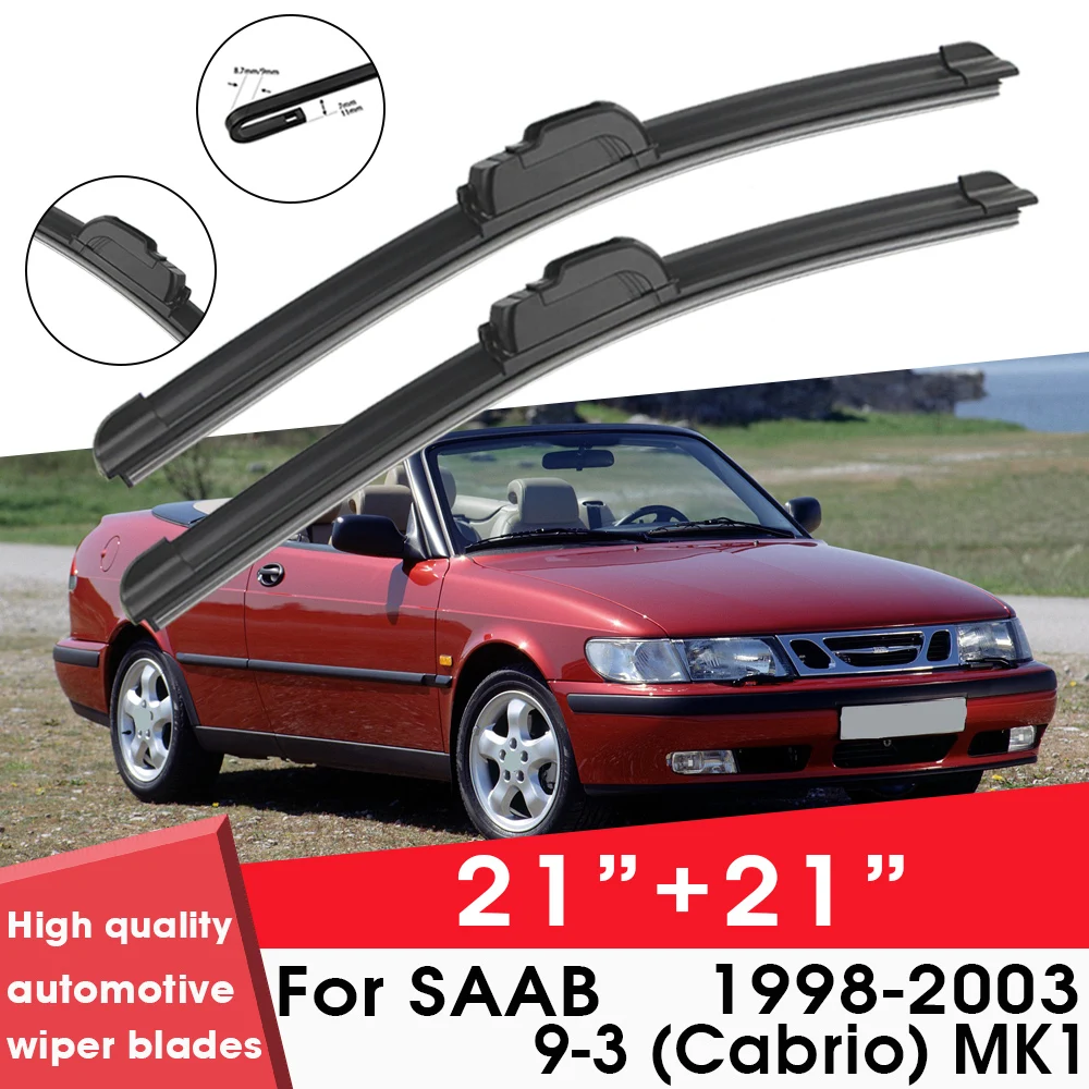 

Car Wiper Blade Blades For SAAB 9-3 (Cabrio) MK1 1998-2003 21"+21" Windshield Windscreen Clean Rubber Silicon Cars Wipers