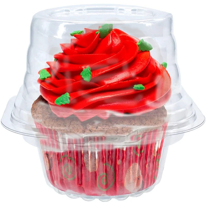 

100 PCS Individual Cupcake Container, Stackable Single Compartment Cupcake Holder BPA-Free Clear Plastic With Deep Dome