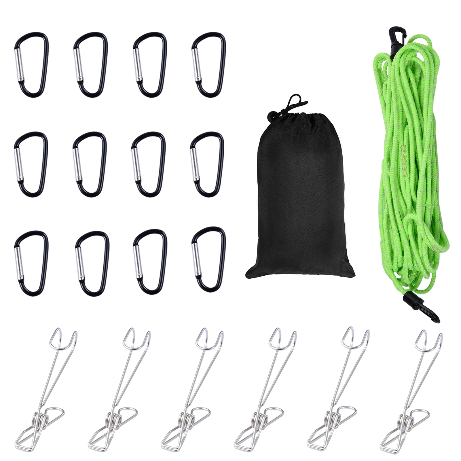 

Outdoor Camping Rope Strap Adjustable Hangings Rope For Storage Campsite Hanger Strap With Hooks & Clothesline For Camping