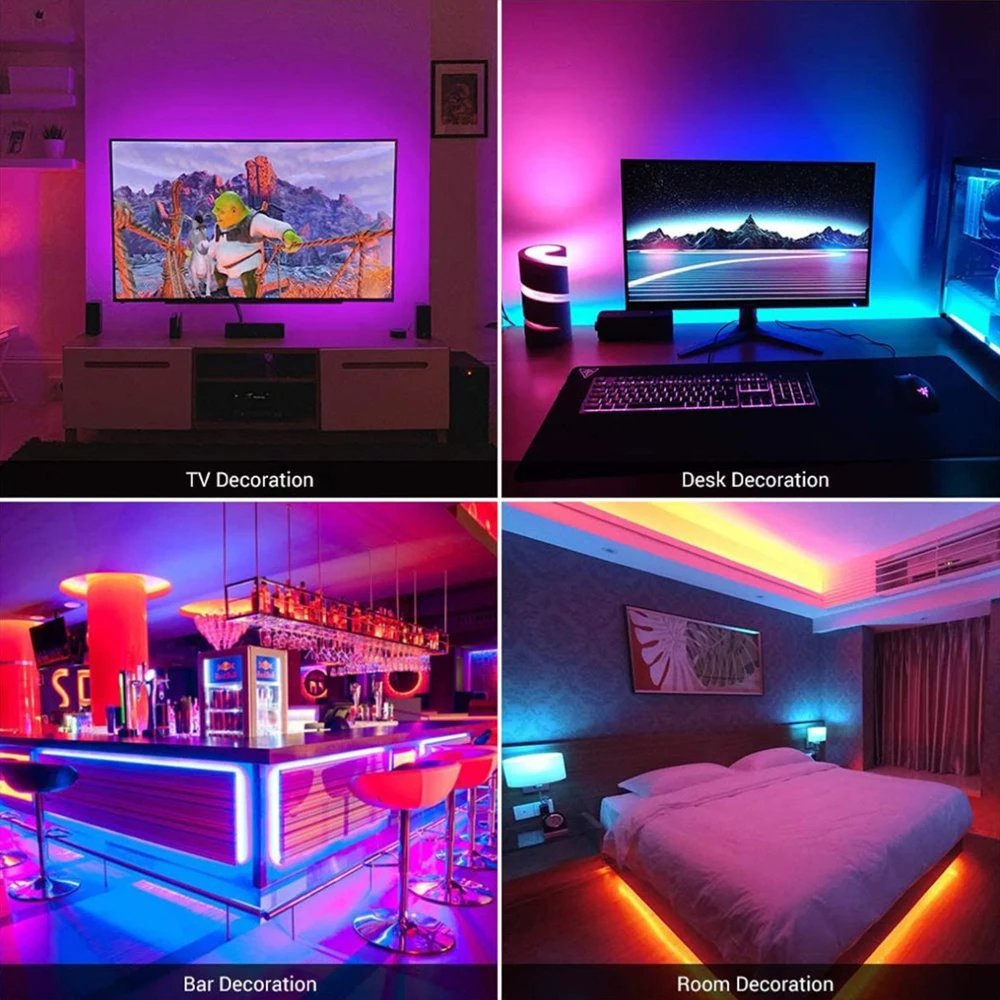 Bluetooth LED Light Strip 2835 5050SMD WIFI RGB Flexible Ribbon Waterproof with Remote Control APP TV Backlight Bedroom Decor |