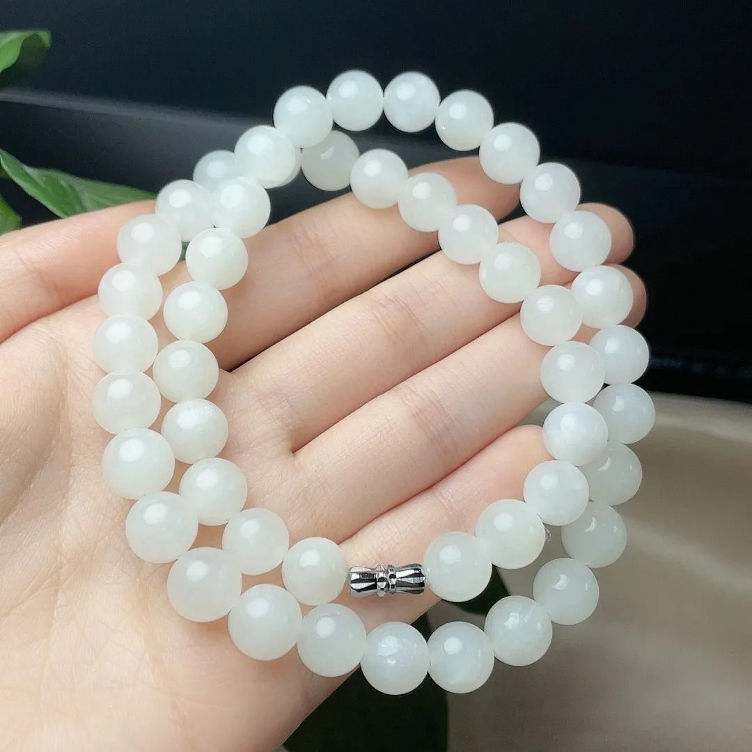 

10mm Natural White Jade Beaded Necklace Women Fine Jewelry Accessories Genuine Nephrite Hetian Jades Round Beads Necklaces