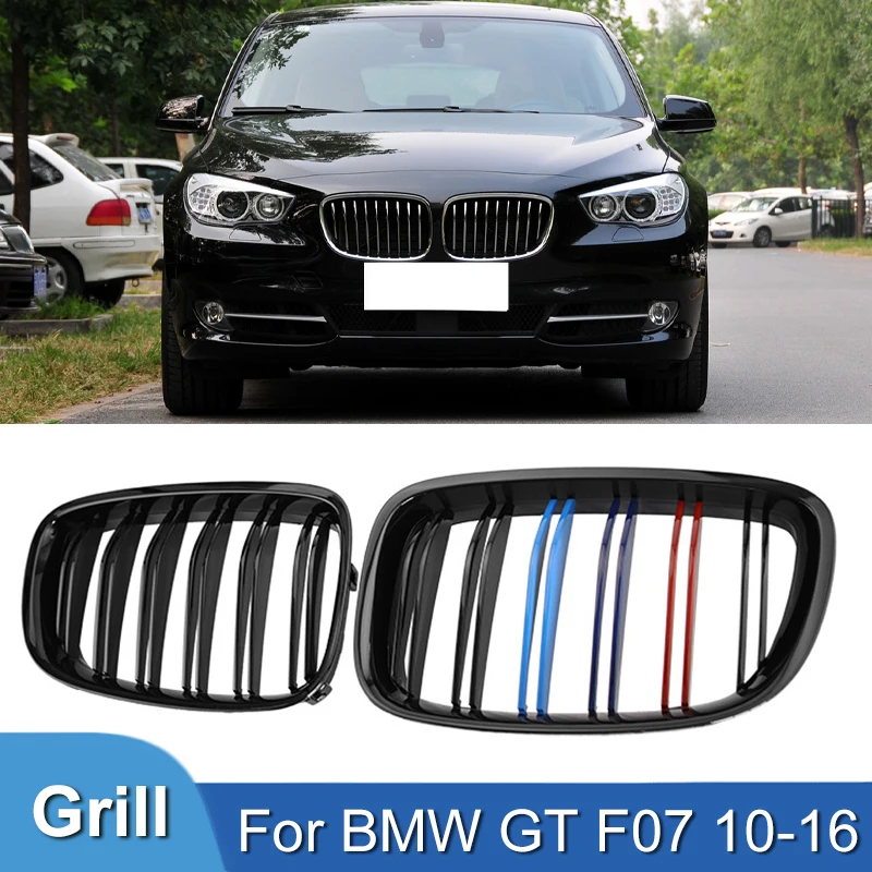Pulleco M Style Car Front Bumper Hood Kidney Grille Racing Grill For BMW 5 Series GT F07 535i 550i 2010-2016 Gloss Black Grilles