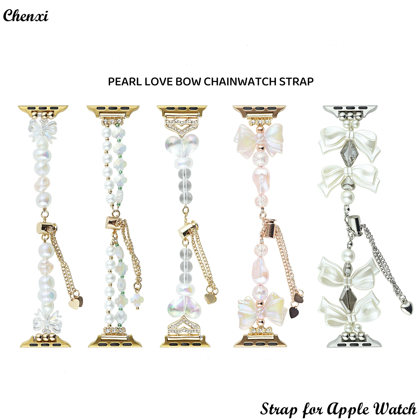

Pearl strap for Apple watch band women butterfly bracelet chain iwatch87654321SE Ultra38 40 41 42 44 45 49mm sweet flower wrist