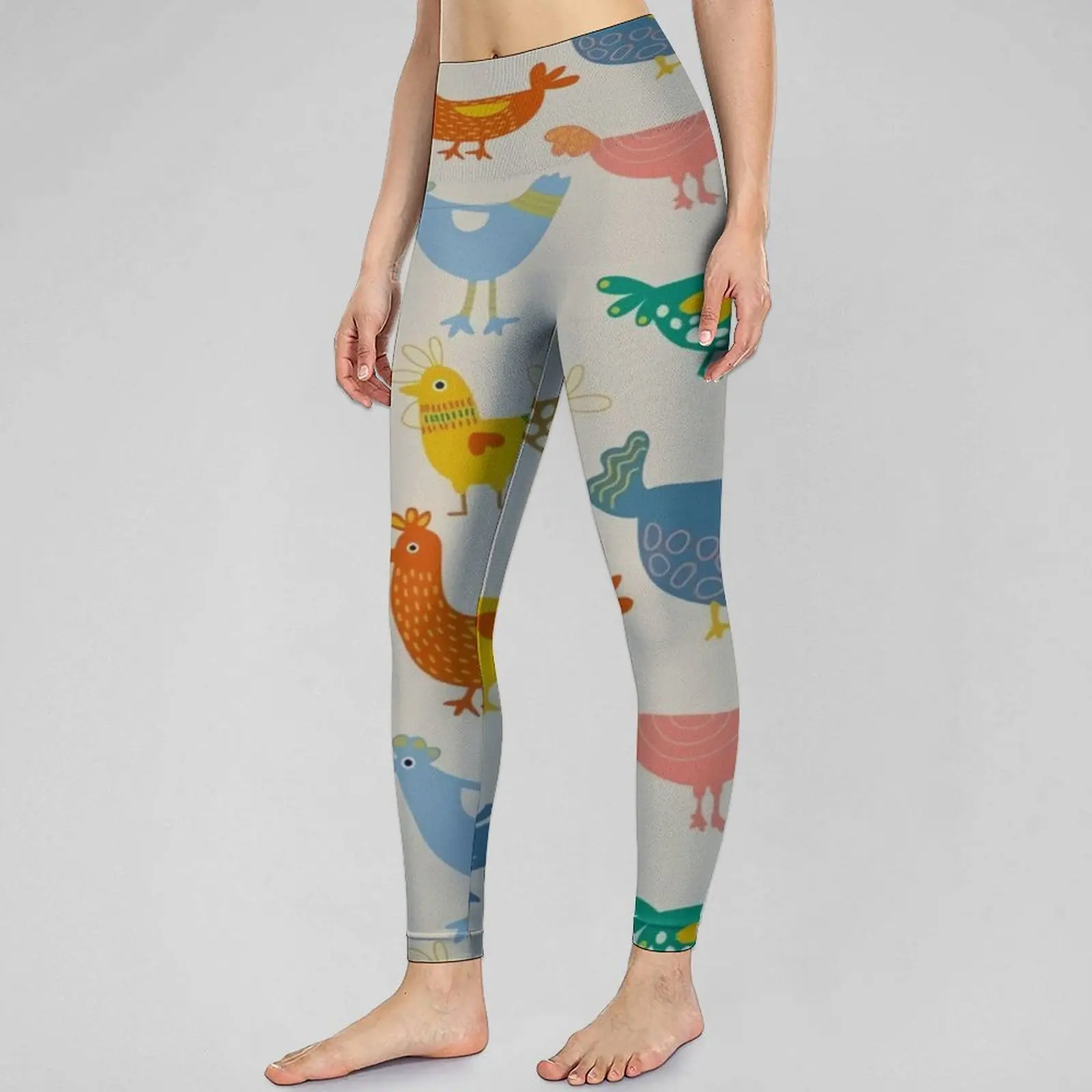 

Бесшовные леггинсы с красочными курицами, пикантные штаны для йоги с животным принтом, модные эластичные леггинсы, женские спортивные колг...