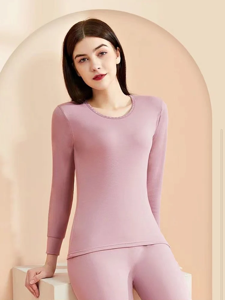 Комплект женского термобелья из 100% хлопка бесшовный топ и штаны эластичные