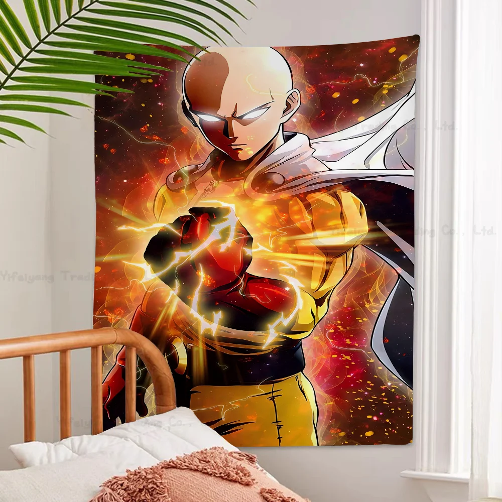 Большой настенный гобелен с принтом One Punch Man Сайтама дешевый в стиле хиппи