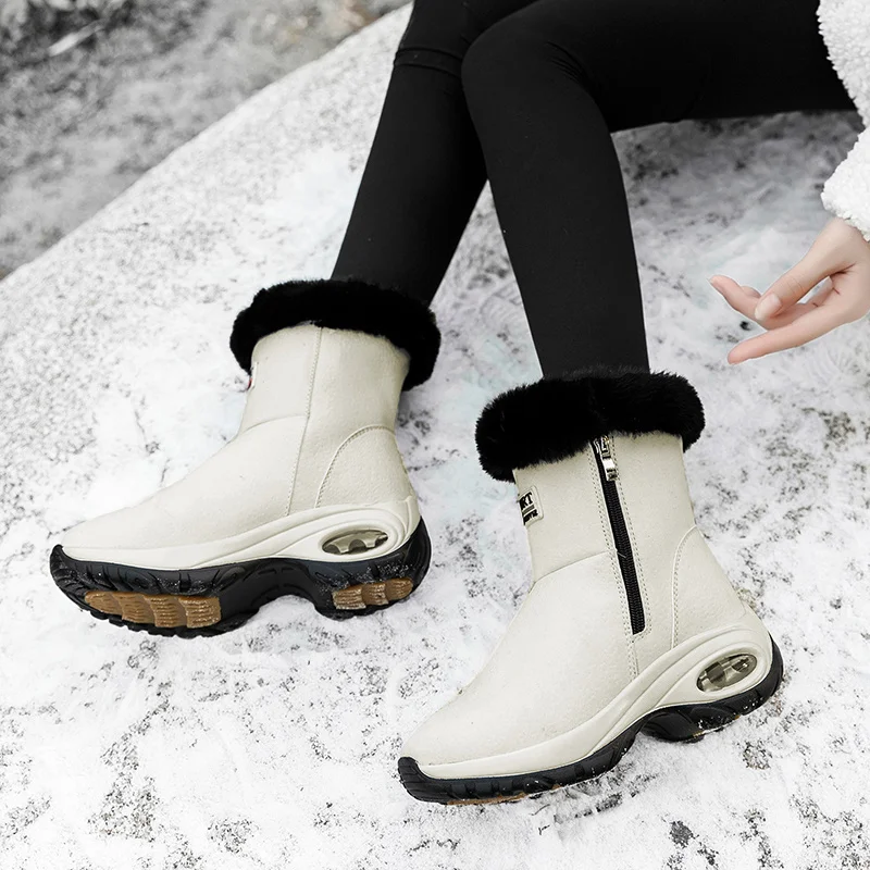 Xiaomi SALUDAS Women Winter Sneakers Waterproof  Air Cushion Ankle Boots Luxury Casual Leather Boots High Top Women Warm Shoes
