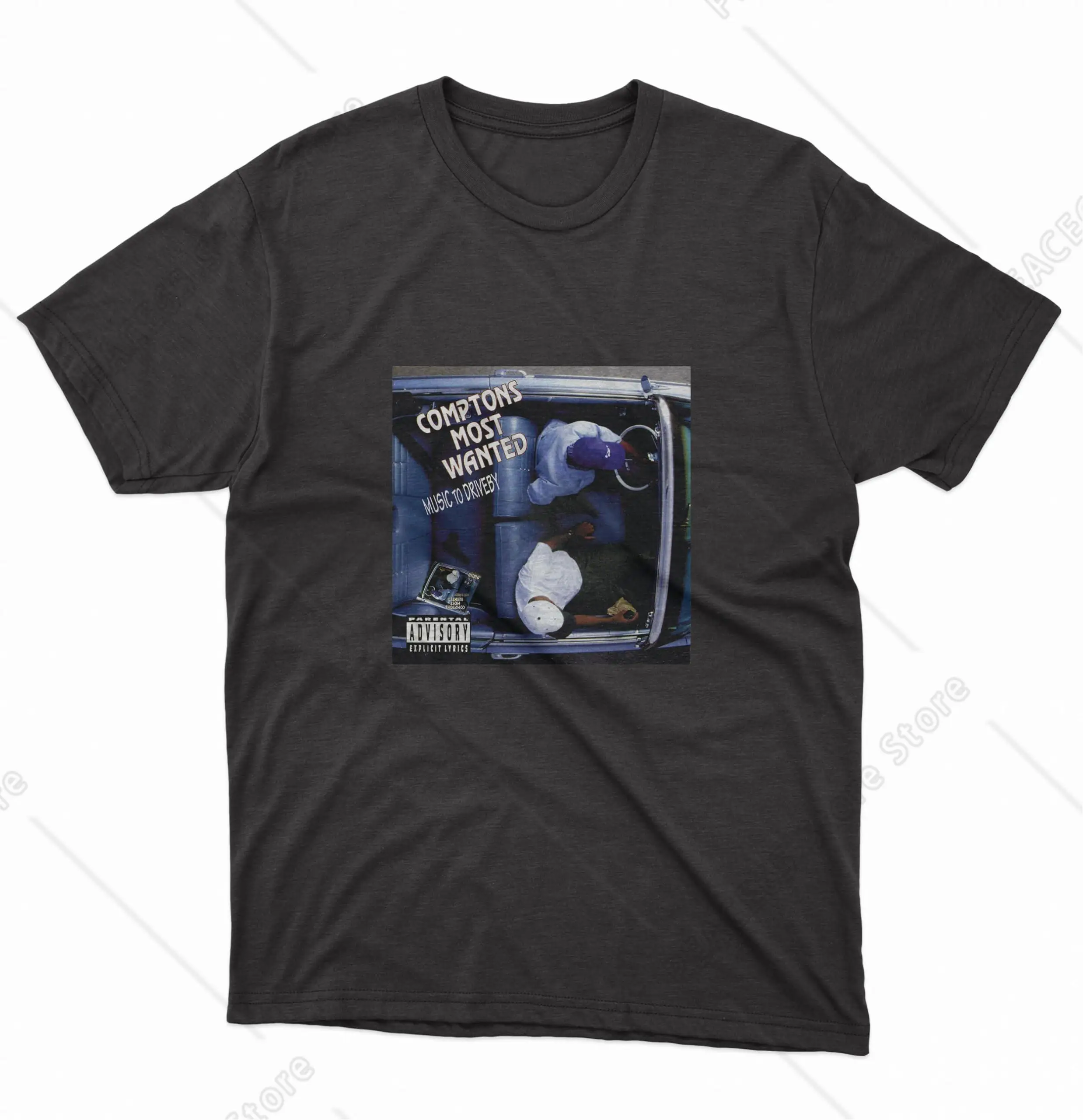 Рэп Хип-Хоп 90-х Comptons Most Wanted Music to Driveby Обложка альбома Футболка с коротким рукавом