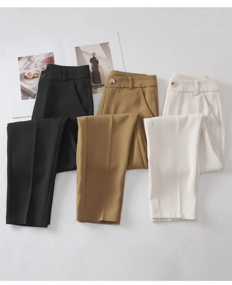 Casual High Waist Loose Wide Leg Pants Women 2023 New Spring Autumn New Female Solid Suits Pants Ladies Long Trousers X106