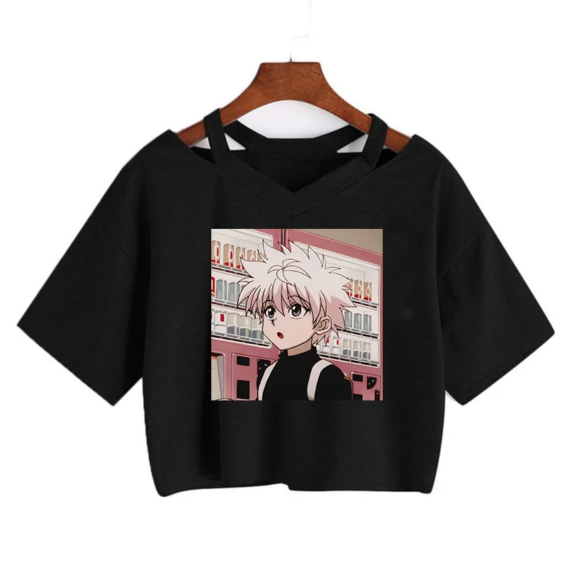 Футболка женская с японским аниме Hunter X короткий топ в Корейском стиле футболка