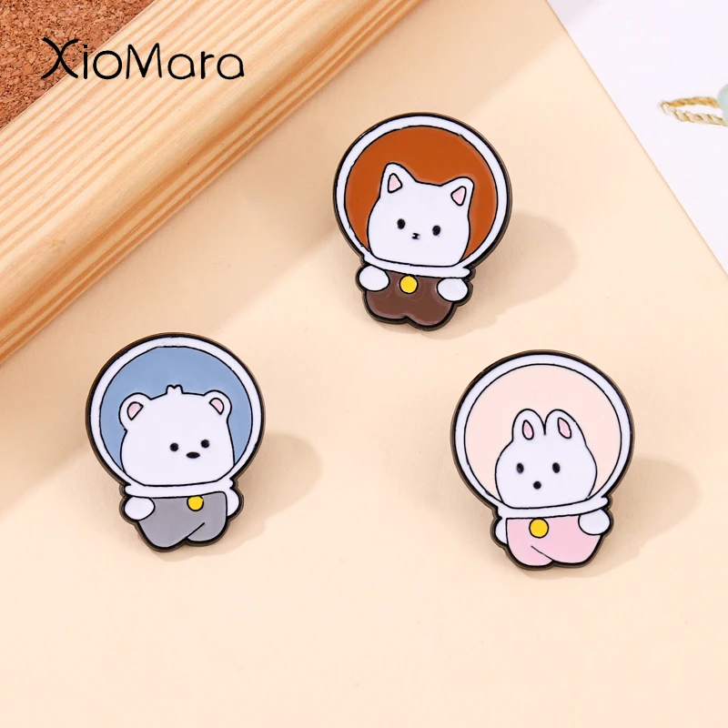 

Animals Enamel Pins Lovely Astronaut Cat Rabbit Bear Brooches On Backpack Clothes Laple Pin Gift For Friend Kids Jewelry