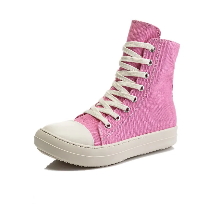 

Ro High-quality Rick High Top Canvas Shoes Spring and Autumn New Thick Soled Car Sewing Trend Pink Student Casual Board Shoes