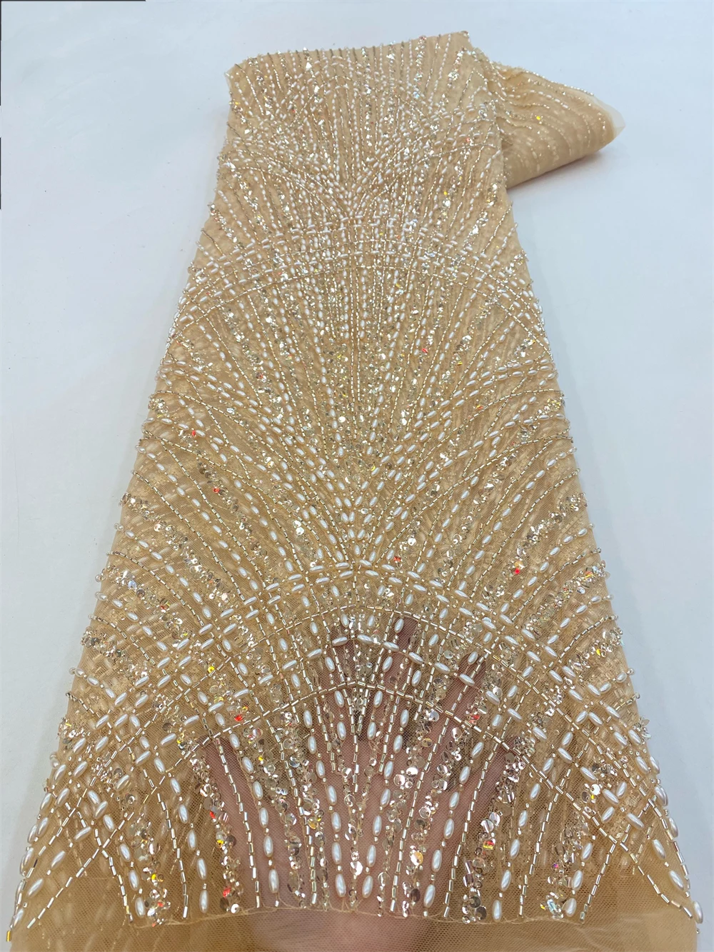 

Новинка 2023, кружевная ткань с французскими бусинами, Высококачественная кружевная вышивка, Женская ткань QF0902