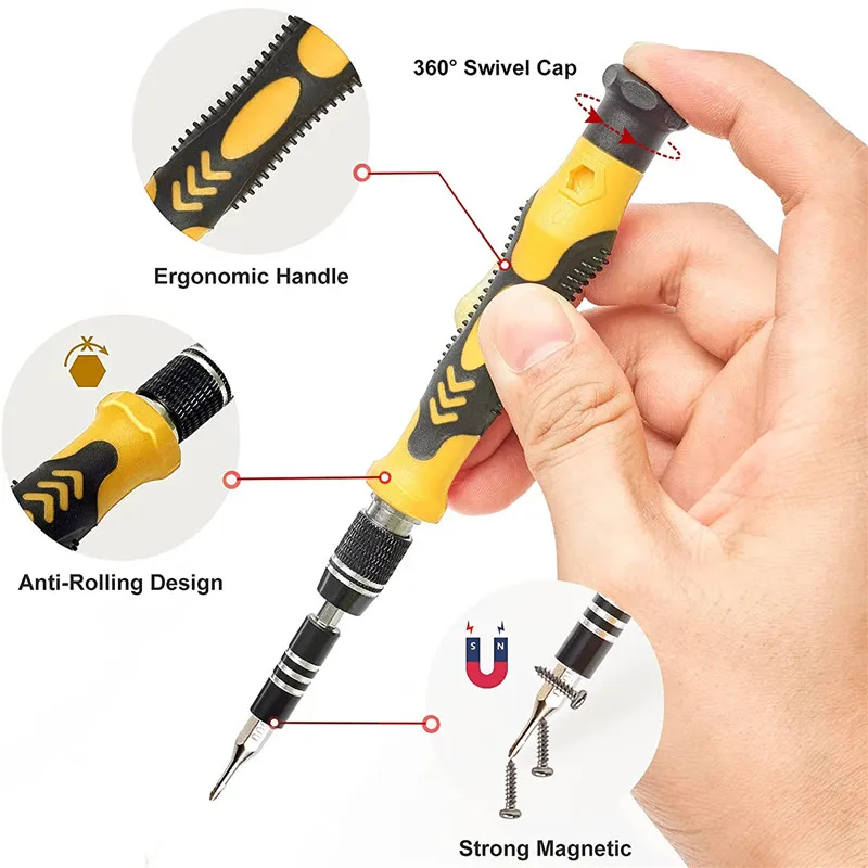 

KUNLIYAOI 122/115 Precision Screwdriver Bit Set Magnetic Torx Slotted Phillips Screwdrivers Bits Kit For Phone Repair Hand Tools
