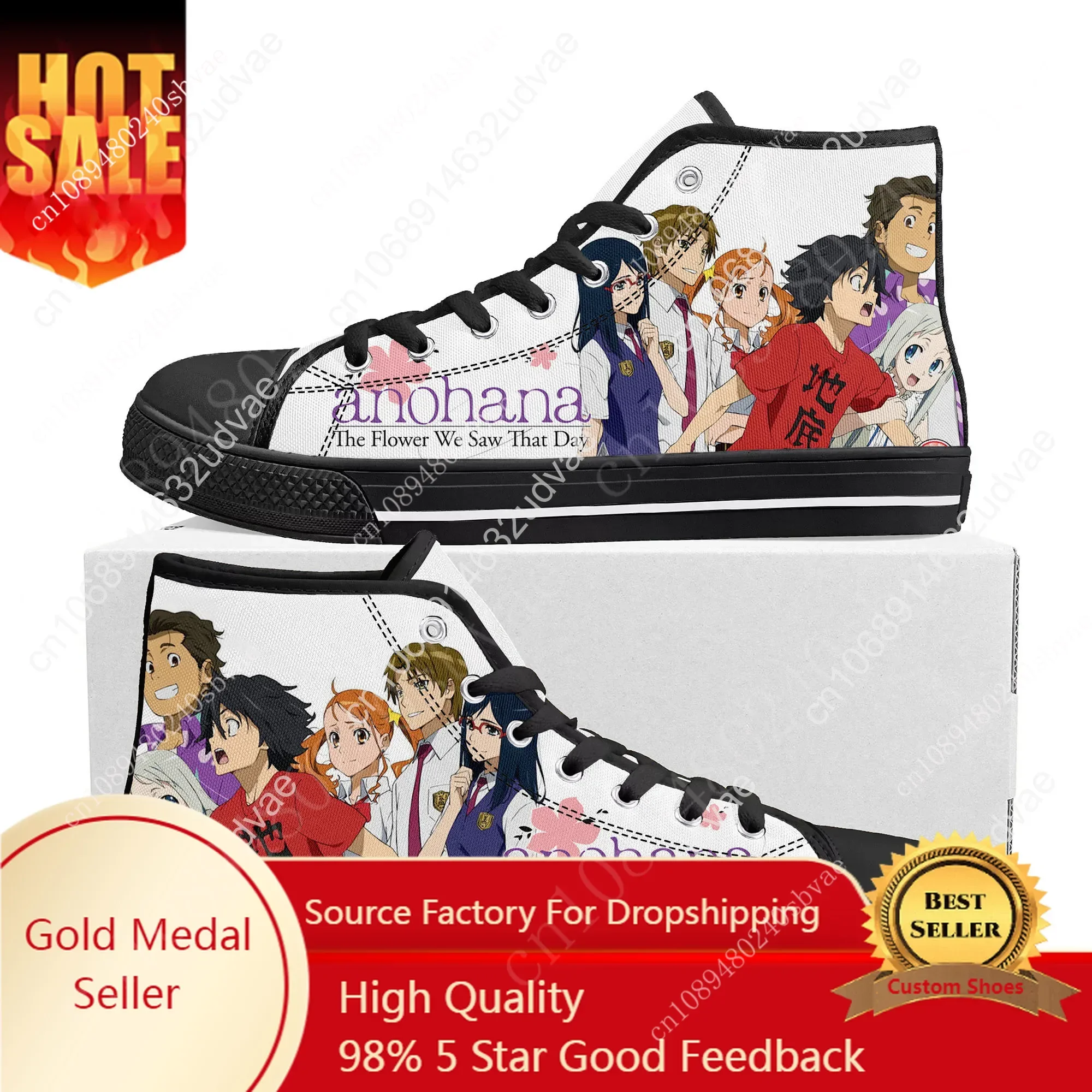 AnoHana The Flower We Saw That Day Высокие кроссовки Мужские женские подростковые парусиновые