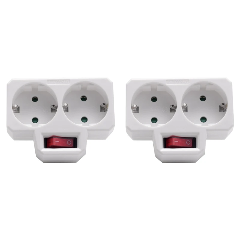 

Socket Adapter, Double Plug For Socket, Double Socket With Switch 3800W For Office, Home Or Travel, EU Plug (2 Pack)