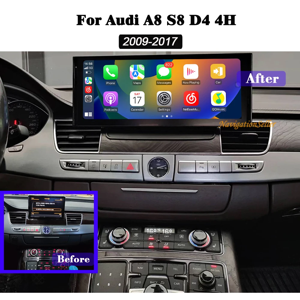 Автомобильная Gps-навигация для Audi A8 D4 4H 2009 2014-2017 г. автообновление экрана Apple CarPlay