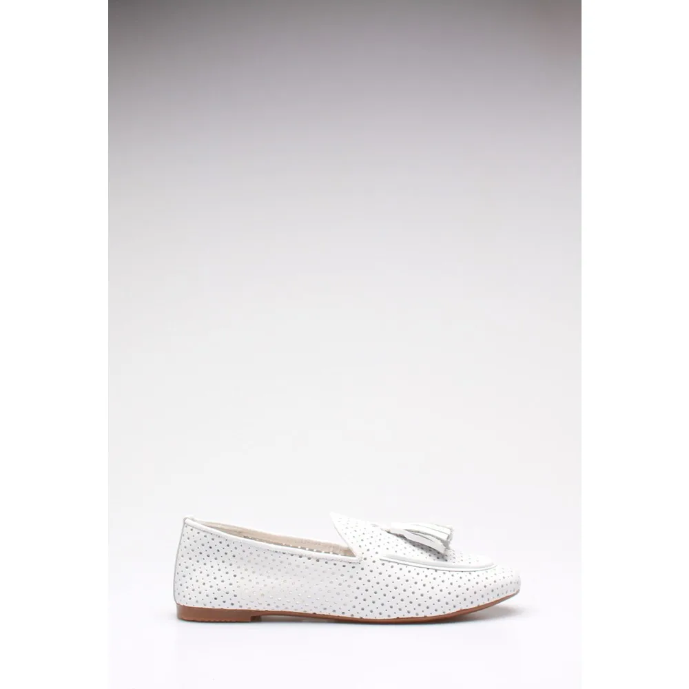 

Dorlie Plus White Zımbalı Genuine Leather Women Ballerina